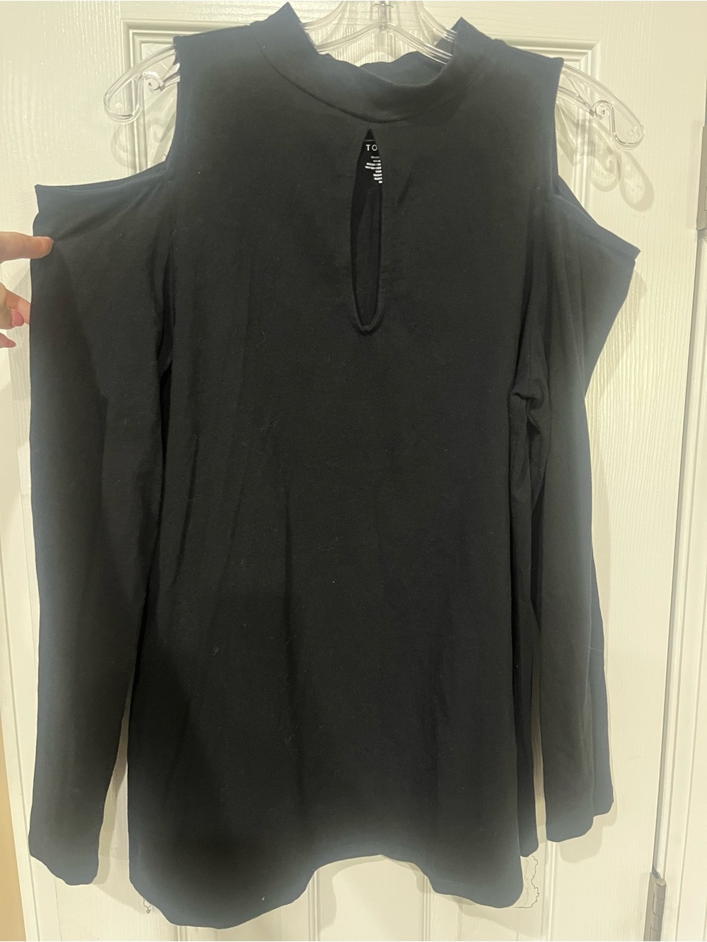 torrid Black Cold-Shoulder Mock Neck Long Sleeve Top
